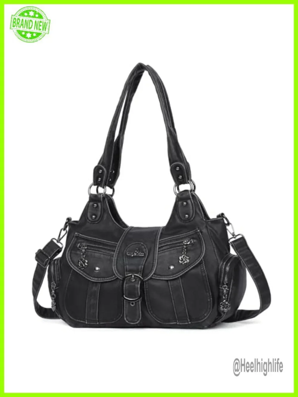 Vegan Leather Hobo Shoulder Bag Tote Purse with Crossbody Strap